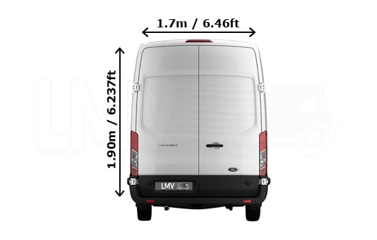 Extra Large Van and Man in Heston - Back View Dimension