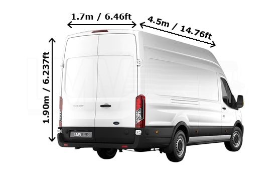 Extra Large Van and Man in Bean - Back View Dimension