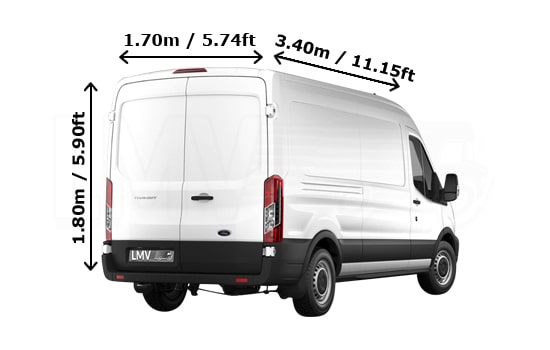 Large Van and Man in Dartford - Back View Dimension