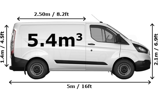 Medium Van  and Man in Coombe - Side View Dimension